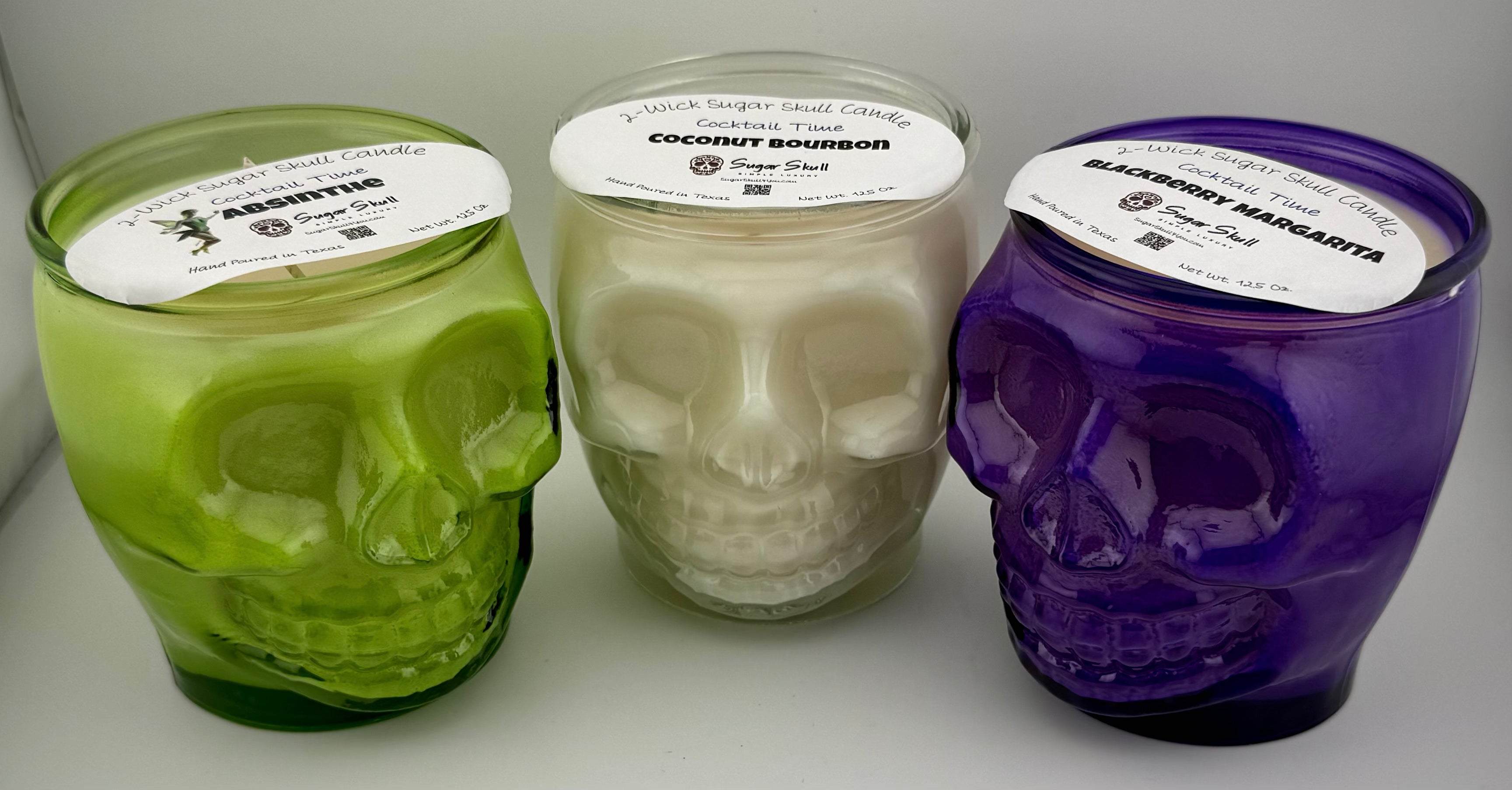 Cocktail Time 2-Wick Sugar Skull Candles