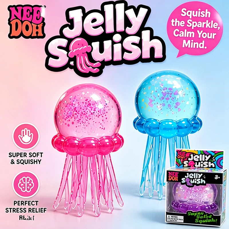 Premium Schylling Needoh Jellyfish Squishy Tactile Squeeze Sensory Toy Stress Relief Calming Down Educational Sensory Gift Toy