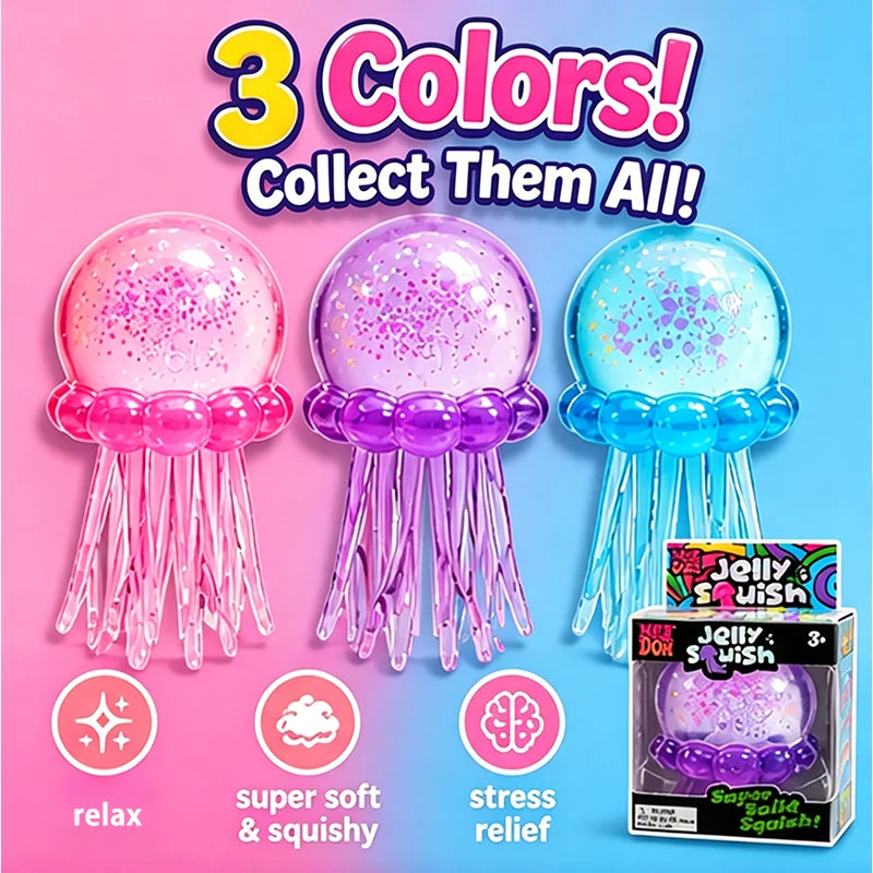 Premium Schylling Needoh Jellyfish Squishy Tactile Squeeze Sensory Toy Stress Relief Calming Down Educational Sensory Gift Toy