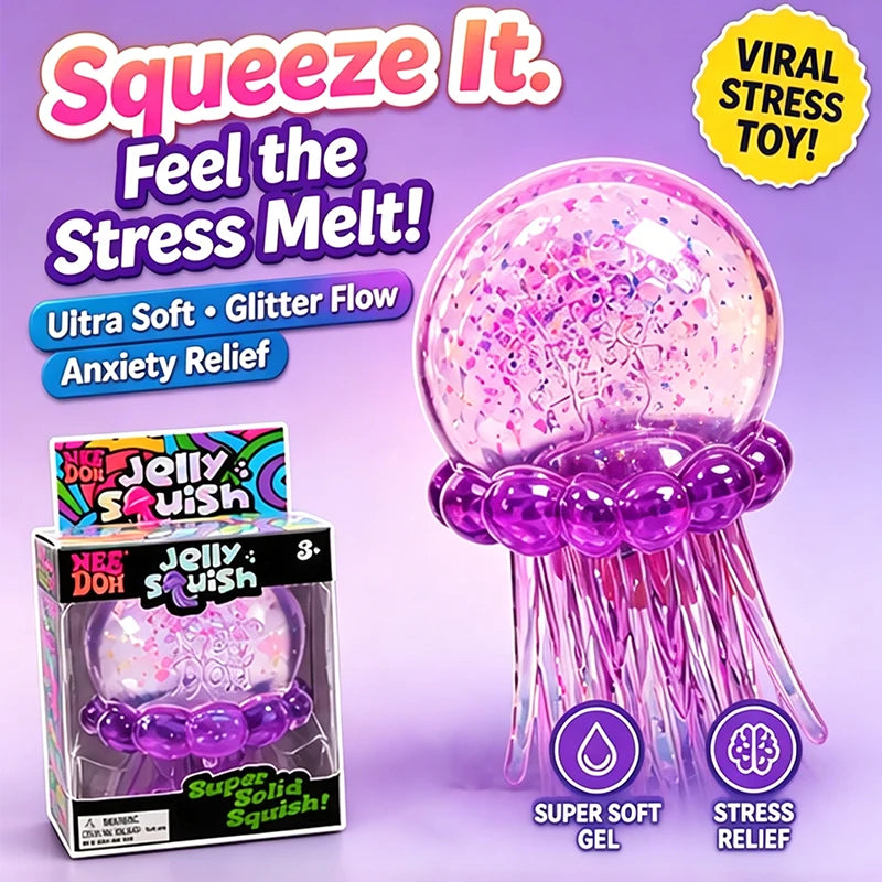 Premium Schylling Needoh Jellyfish Squishy Tactile Squeeze Sensory Toy Stress Relief Calming Down Educational Sensory Gift Toy