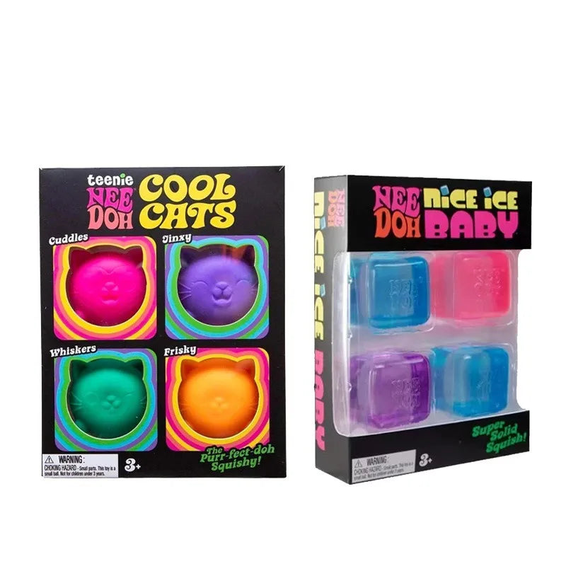 Needoh Mini Nice Ice & Cool Cats Multi-Color Toy Squishy Soft Calming Stress Relief for Party Favors Desk Decor Kids Adults Gift