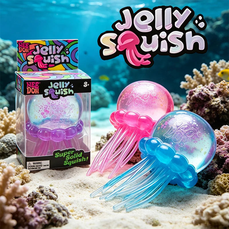 Premium Schylling Needoh Jellyfish Squishy Tactile Squeeze Sensory Toy Stress Relief Calming Down Educational Sensory Gift Toy