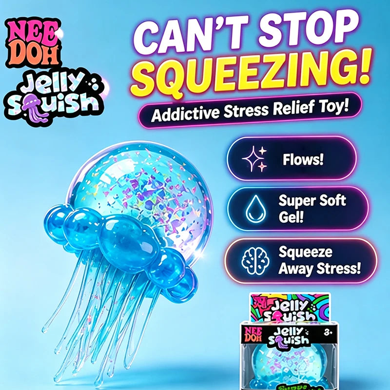 Premium Schylling Needoh Jellyfish Squishy Tactile Squeeze Sensory Toy Stress Relief Calming Down Educational Sensory Gift Toy